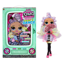 LOL. Verrassing! OMG Dance Miss Royale-modepop met 15 verrassingen, waaronder Magic Black Light-schoenen, haarborstel, poppenstandaard en tv-pakket -