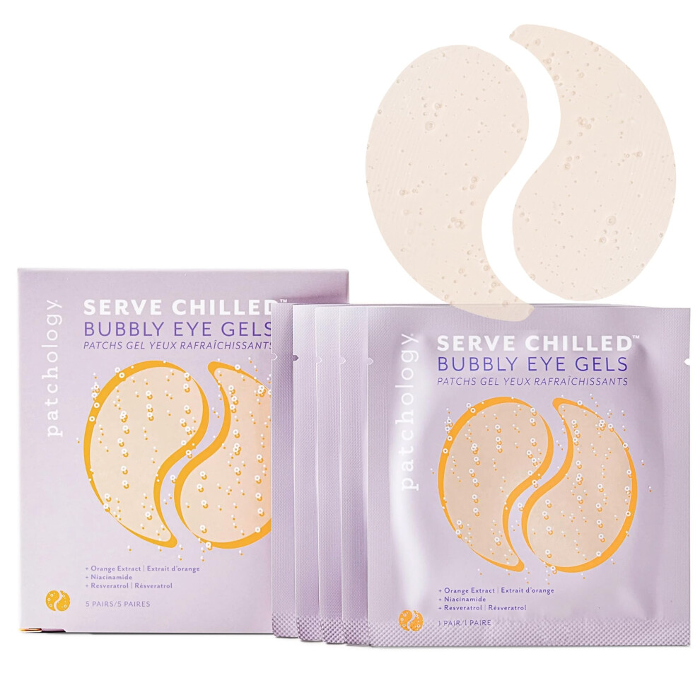 Patchologi Patchology Serve Chilled Bubbly Eye Gels With Niacinamide Hydrating Under Eye Patches With Niacinamide And Vitamin C Under Eye Gel Pads With Gel Tec