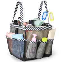 Temede Mesh Douche Caddy Tote Grote Douche Caddy Mand Draagbaar Sneldrogend Hangende Toilettas 8 Opbergvakken Handvat Badorganizer voor College Dorm