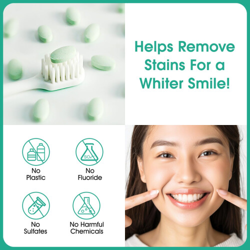 150 Tablets Chewable Toothpaste Tablets  Sensitive Toothpaste Tablets Peppermint Flavored Strengthen Teeth  Flouride & Plastic Free  Nano Hydroxyapati 2