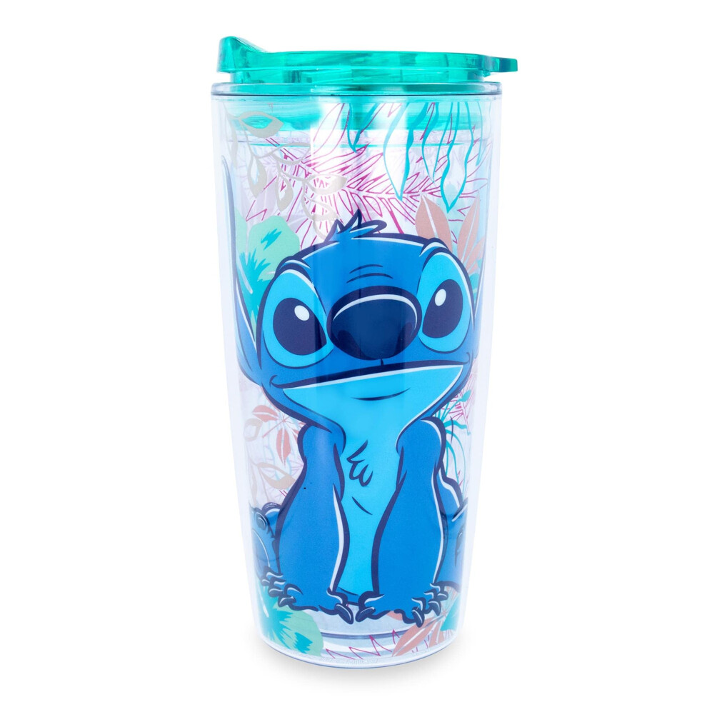 Photos - Travel Accessory Disney Silver Buffalo  Lilo and Stitch Double Wall Travel Tumbler with Slide Close Lid 20 Ounces LI1228BL 