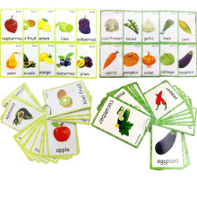 S?t med frugt- og vegetabilske flashkort til sm?b?rn | Kids Learning Flashcard & Montessori Pocket Cards Toys | Perfekt til pre-k indretning bagg