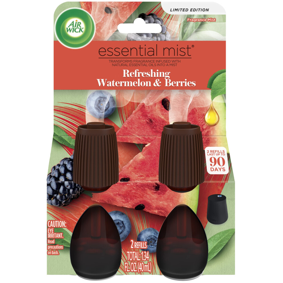 Air Wick Essential Mist Refill  2ct  Refreshing Watermelon & Berries  Air Freshener  Essential Oils
