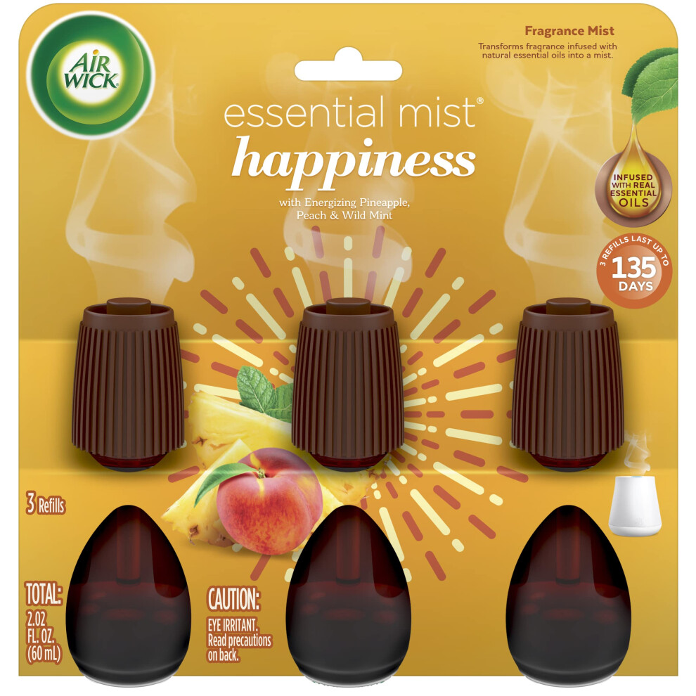 Air Wick Essential Mist Refill 3Ct Happiness Air Freshener Essential Oils