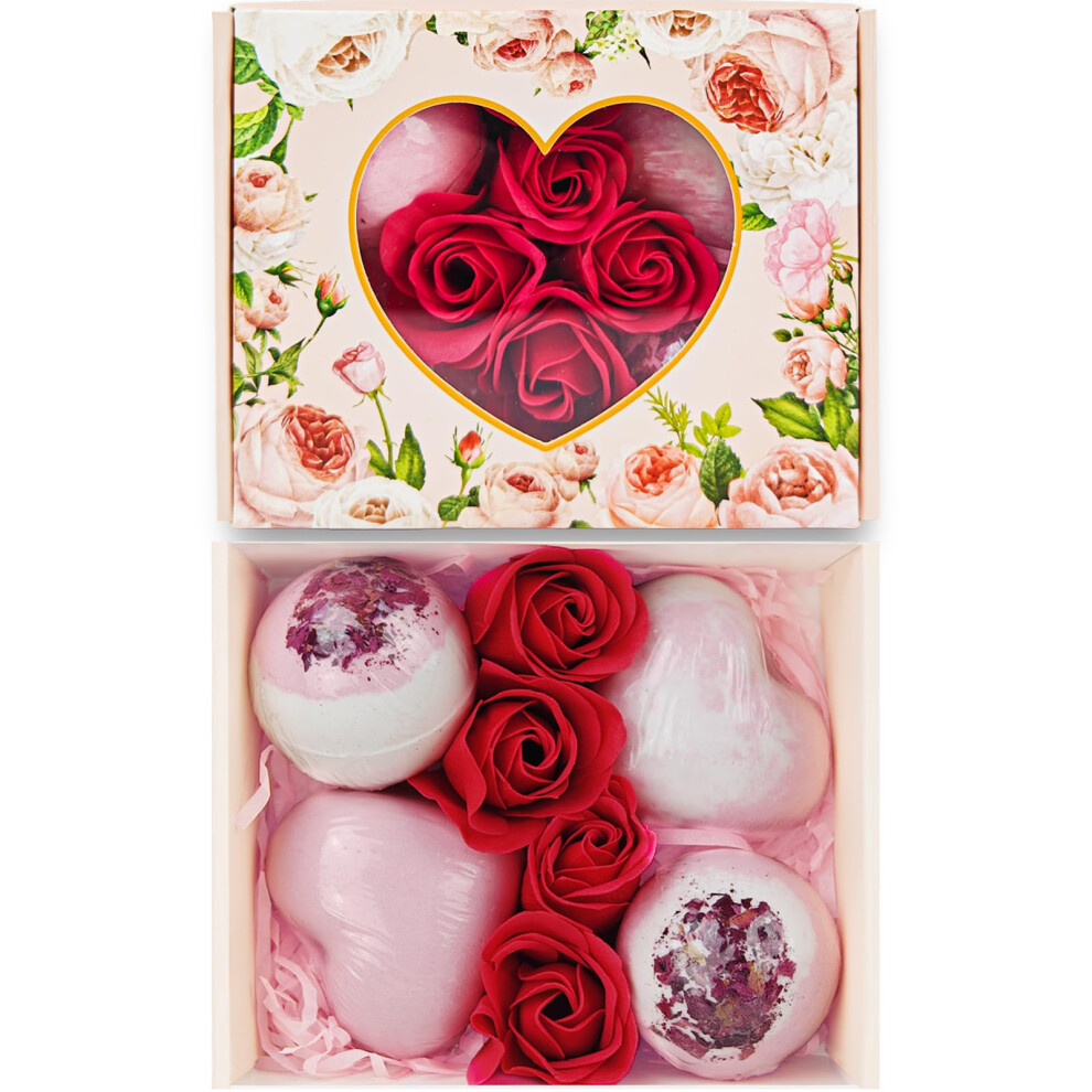 Bombes de bain pour la Saint-Valentin : Boules de bain naturelles et biologiques faites     la main avec surprise pour femmes, coffret cadeau - Bom