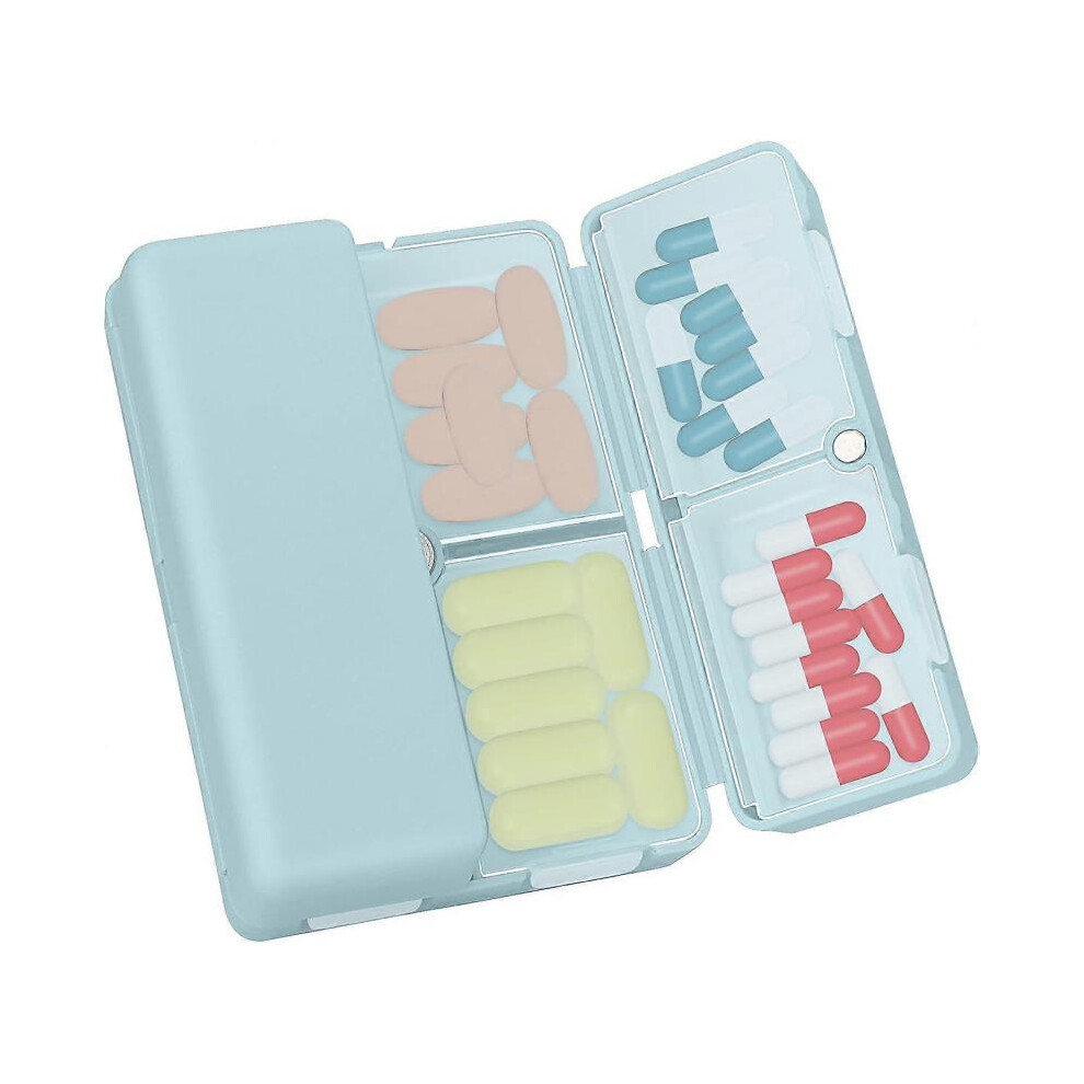 Blue 7 Day Pill Box Organiser, Medicine Storage Box, [Folding Design]Pill Boxes Portable Pill Dispenser For Vitamins, Cod Liver Oil, Supplements,