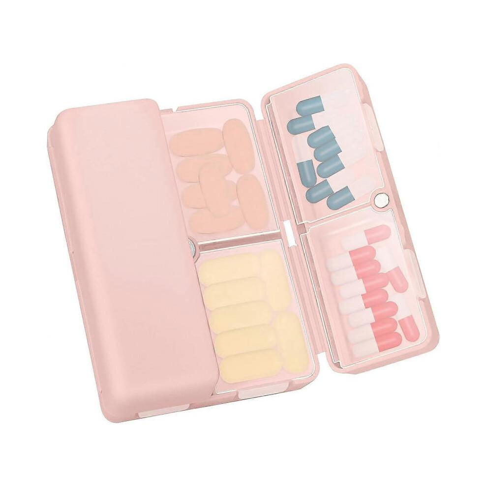 7 Day Pill Box Organiser, Medicine Storage Box, [Folding Design]Pill Boxes Portable Pill Dispenser For Vitamins, Cod Liver Oil, Supplements, - Pink