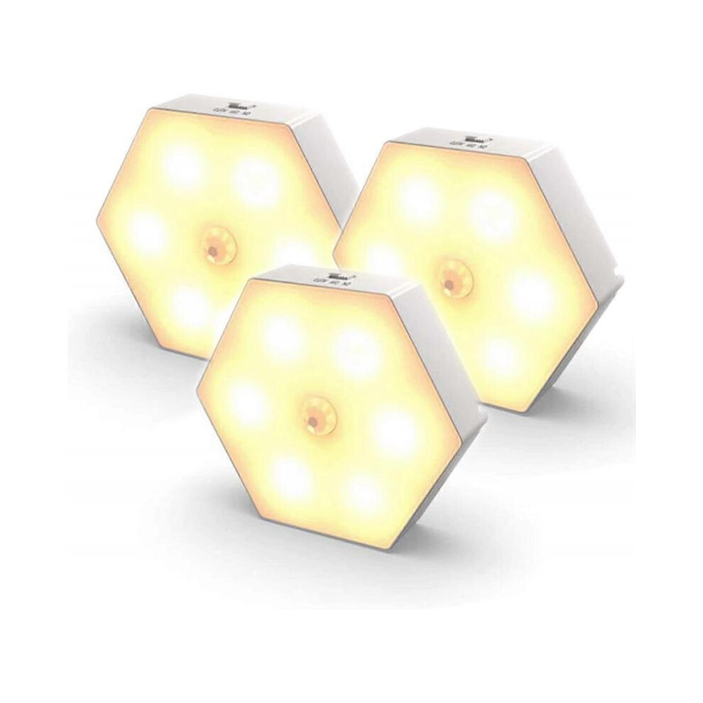 Motion Sensor Night Light [3 Pack],With On/Off LED Night Light,Bedroom/Cabinet Lamp,Led Night Light,Wireless Led Lamp.