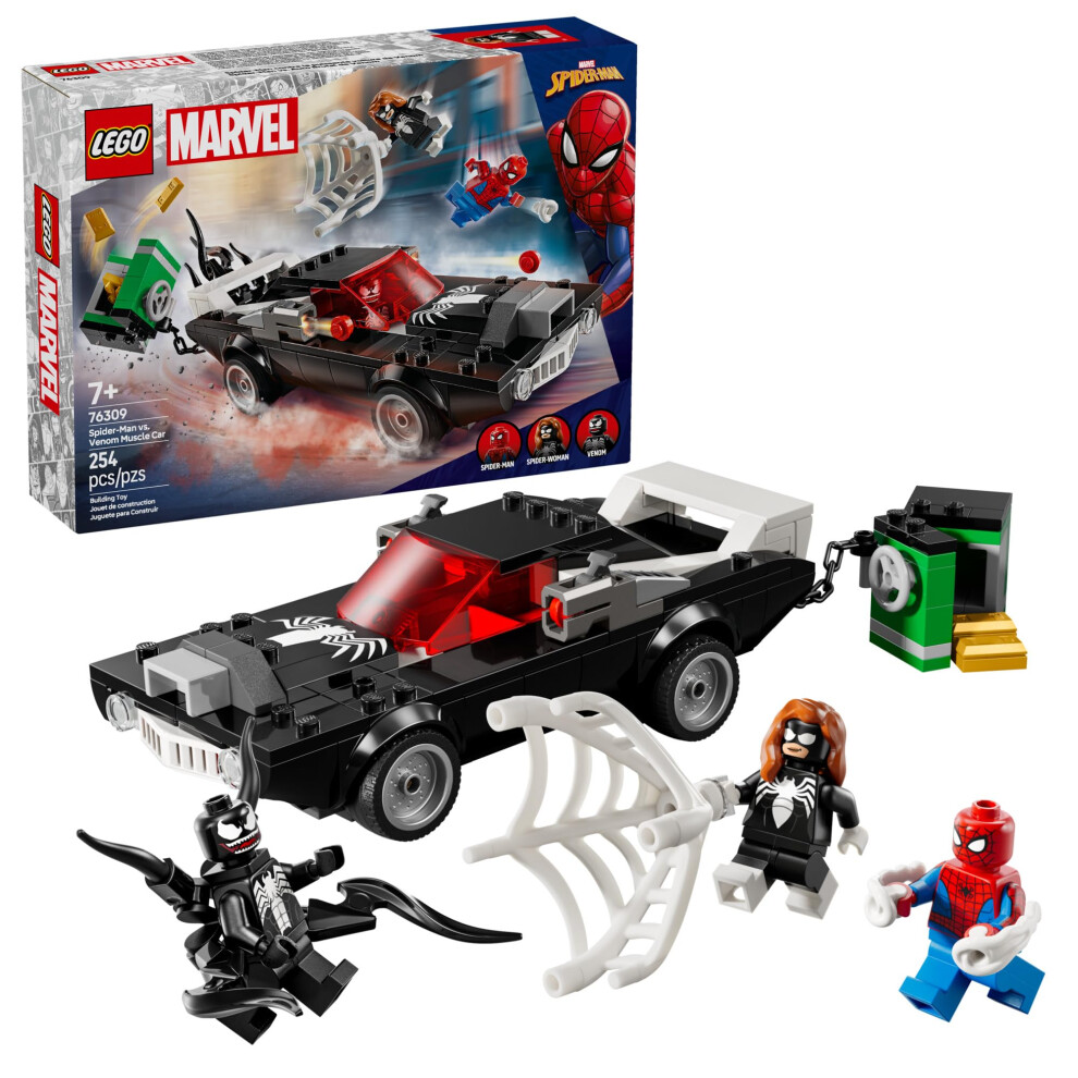 Lego Marvel Spider-Man Vs. Venom Muscle Car Toy - Building Set For Kids, Boys And Girls, Ages 7+ - With Spider-Man, Venom, And Spider-Woman Minifigure