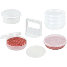 Hamburger Press Patty Maker - 4 In1 Burger Mold Patty Press 4 Opbevaringscontainere 100 Patty Papers - Essential Hamburger Patty Maker Tool til B