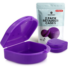 Retainer-Etui (2er-Pack). Retainer-Etui mit Bel?ftungsl?chern. Perfekt f?r Zahnprothesen-Mundschutz-Aligner von Fresh Knight (Lila)