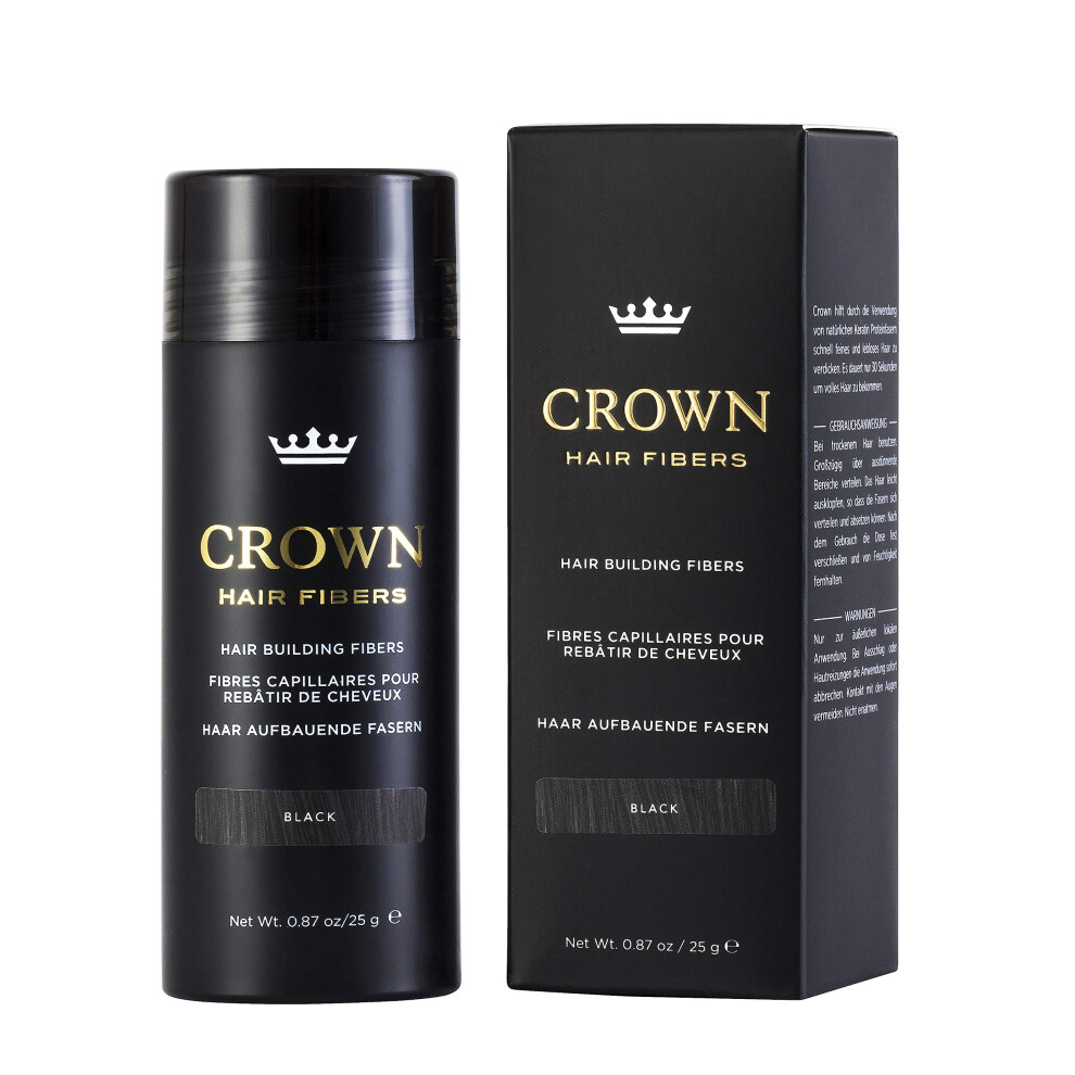 Crown Hair Fibers Black Crown Hair Building Fibers For Fine & Thinning Hair (Black) - Instantly Create Thicker Fuller Looking Hair - Best Natural Keratin Hair Loss Concealer