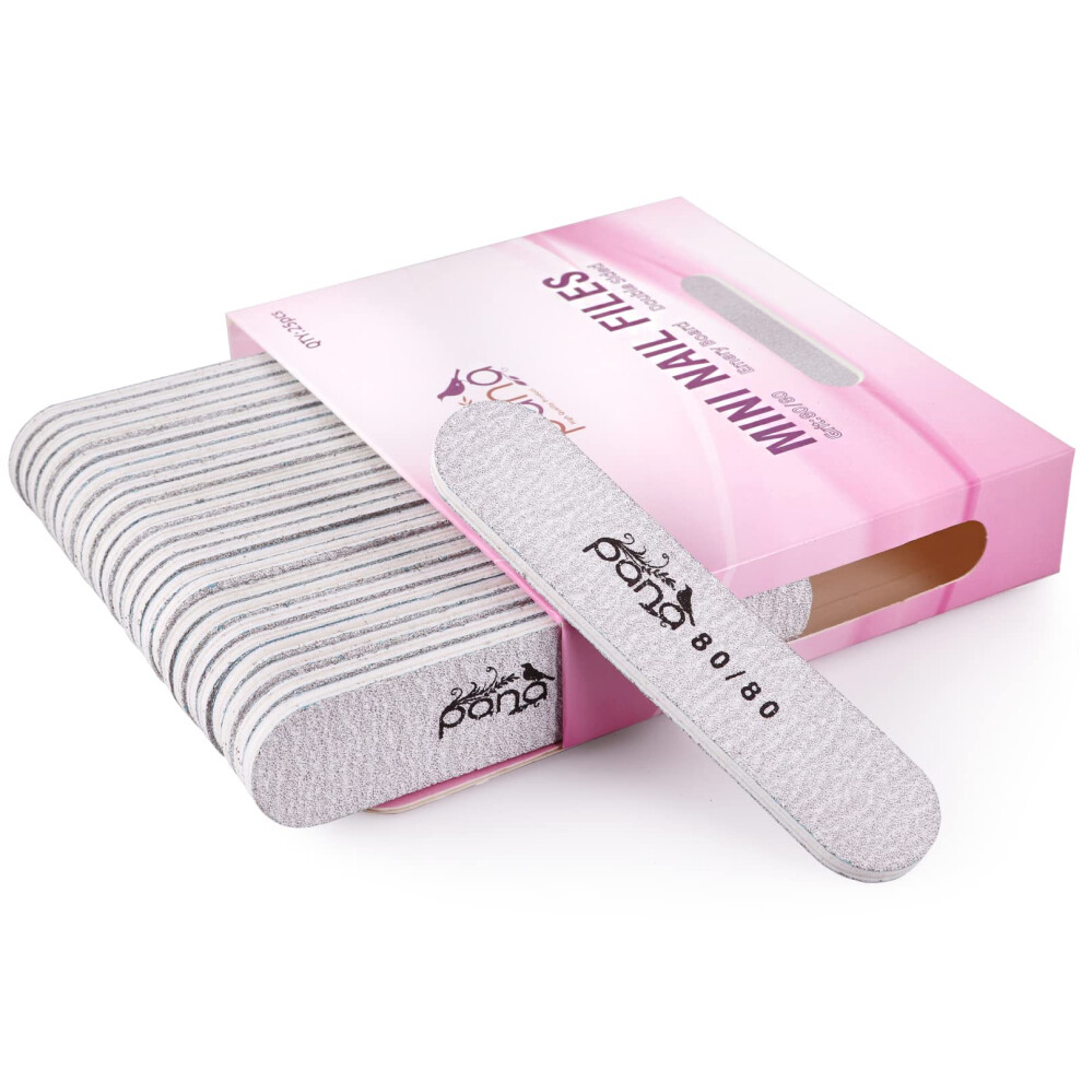 Pana 25Pcs - Mini Double-Sided Emery Nail File For Manicure Pedicure Natural And Acrylic Nails - Zebra (Grit 80/80)