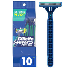 Maquinillas de afeitar desechables Gillette Sensor2 Plus con cabezal pivotante para hombre, 10 unidades (paquete de 3)