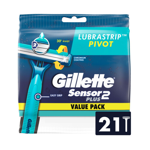 Sensor2 Plus Pivot wegwerpscheermes voor heren, 21 scheermessen