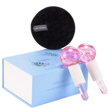 CIBLUTY Facial Ice Beauty Ball- 2PC Globes Roze Gezichtsroller voor koude of warme huidstimulators Globe Duurzaam kwartsglas voor gezicht- en oogroll