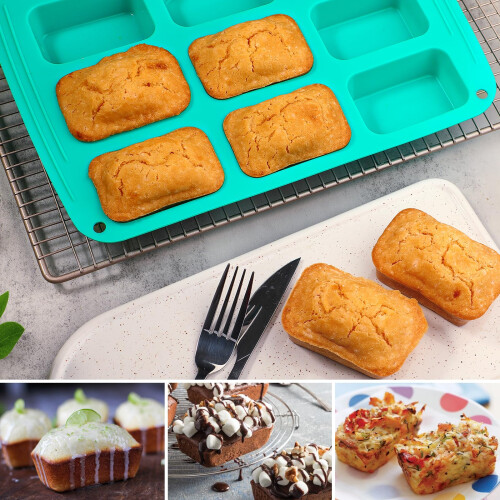 Webake Brownie Pan Silicone Mini Loaf Pan Rectangular Bar Mold For Cornbread Soap Candy Bread Baking Butter Granola Snacks Keto Fat Bomb and E 1