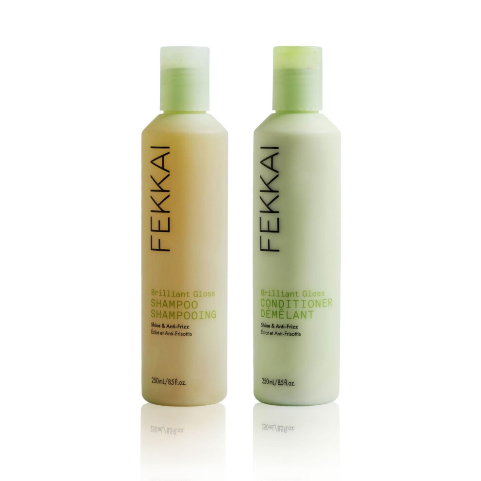 Shampooing et apr   s-shampoing Brilliant Gloss FEKKAI (241 g) + apr   s-shampoing (241 g) - Transforme les cheveux en leur donnant une brillance 4X