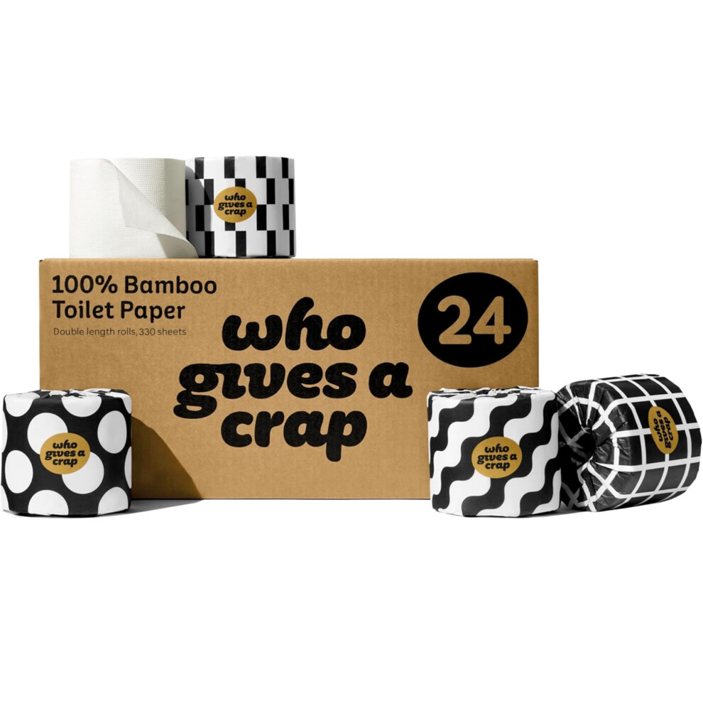 Who Gives A Crap 100% Bamboo Toilet Paper 24 Rolls 3 Ply 330 Sheets Long Strong & Soft Toilet Tissue Sustainable Biodegradable Renewable Tree