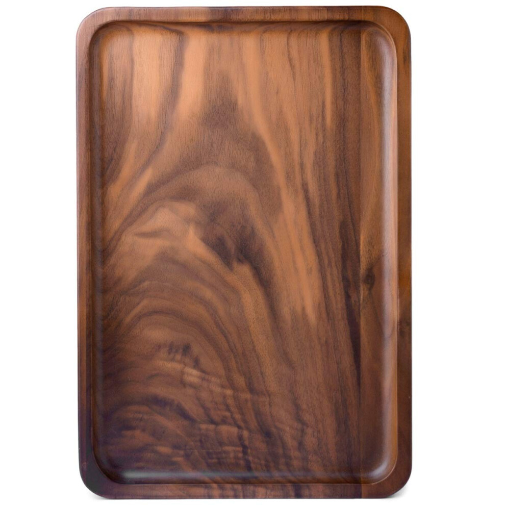Plateau de service d   coratif en bois de noyer noir, 39,5 x 29,5 cm