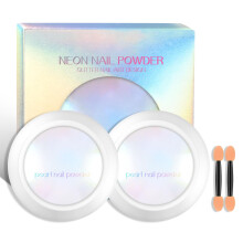 Ownest 2pcs Neon Iridescent Crome in polvere in polvere sirena cromata chiodo in polvere Sinfonia a guscio in polvere sirena perla perla magia in pol