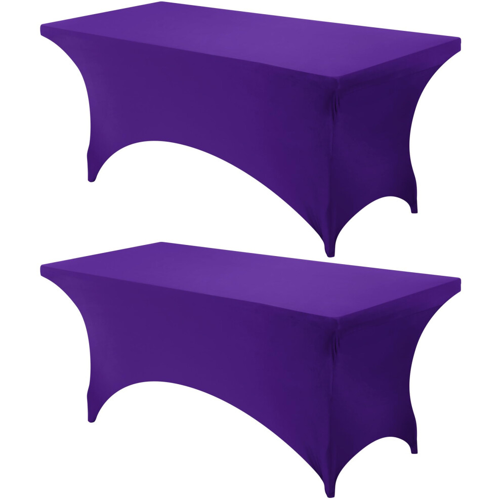 Utopia Kitchen 6ft Spandex Tafelkleed Rechthoek [2 Pack Paars] 200GSM Premium Stretch Lycra Wasbaar en Kreukvrij Tafelkleed Geschikt voor Eveneme