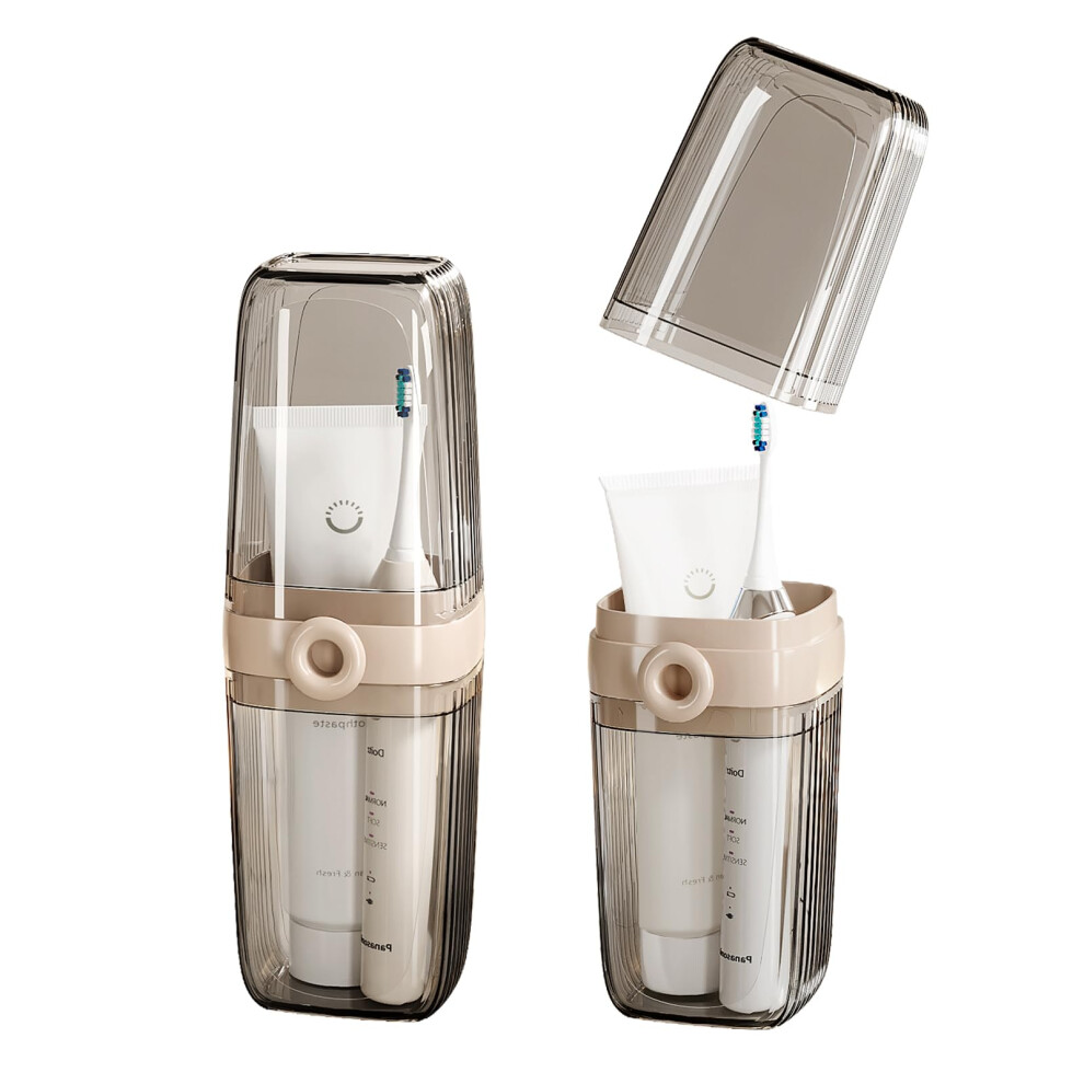 Topavatop Toothbrush Travel Case 2 In 1 Toothbrush Holder And Rinse Cup Large Capacity Toothbrush Cup With Cover Portable Travel Toothbrush Holder