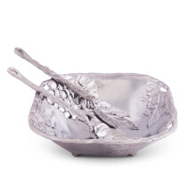 Arthur Court Designs Metal Metal 3-PC Set de salata de struguri Set ?i server n model de struguri nisip turnat n aluminiu cu un design lustruit