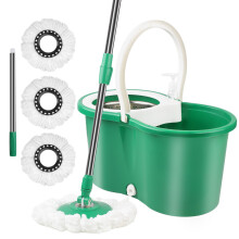 Spin Mop and Bucket with Wringer Set 360Spin Mop & Bucket Floor Cleaning System Mop Bucket with Adjustable Extended Handle 3 Microfiber Replacement H