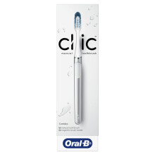 Oral-B Clic Tandenborstel Chroom Wit met 1 Vervangbare Borstelkop en Magnetische Houder