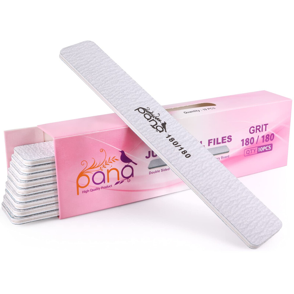 Pana 10Pcs - Jumbo Double-Sided Emery Nail File For Manicure Pedicure Natural And Acrylic Nails - Zebra (Grit 180/180)
