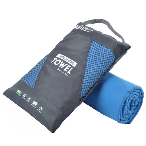 Rainleaf Microfiber Towel Blue 40 X 72 Inches