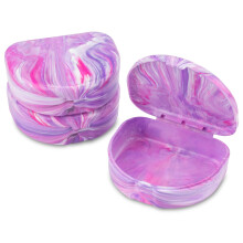 Practicon Marble Retainer Cases Orthodontische Aligner Case Mondbeschermerhouder (3-pack) (roze paars)