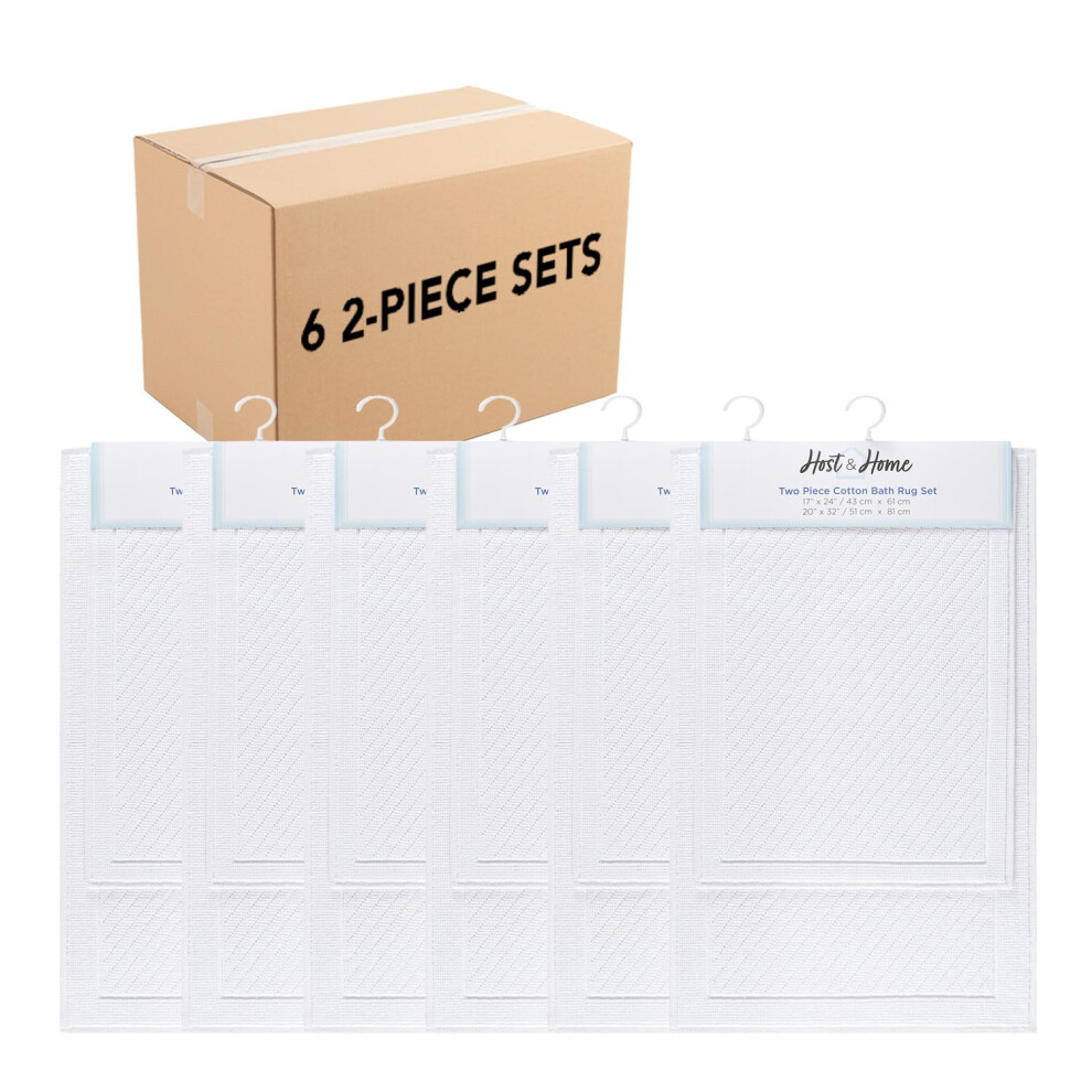Ensemble de 2 tapis de bain Arkwright 100 % coton - Lot de 6 - Tapis de bain texturé, absorbant et élégant, antidérapant, pour douche et baignoir