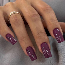 Plum Press On Nails Medium Long Square  Xcreando Medium Coffin Nails Acrylic Nails Press ons Glue on Nails Medium Length  Solid Color Fake Nails