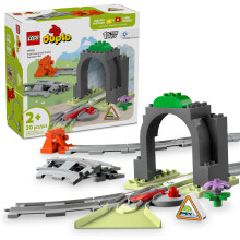 LEGO DUPLO Uitbreidingsset voor stadstreintunnel en -rails - 10 extra stukken treinrails - Treinset voor kleuters en peuters vanaf 2 jaar - Bouwspeel