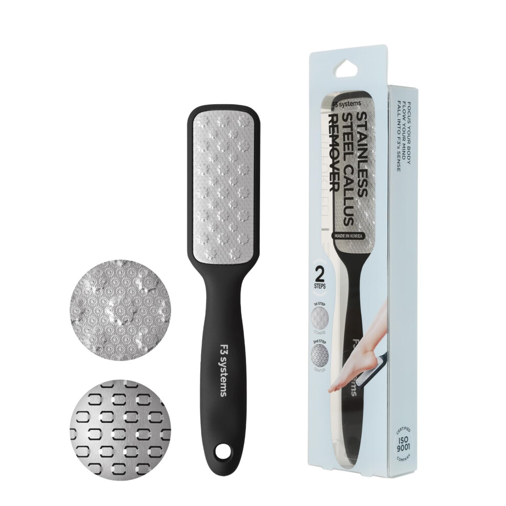 F3 Systems 2Steps Stainless Steel Callus Remover Effective For Thick Callus And Cracked Feet Pedicure Rasp Remove Hard Skin Grater Foot File Foot