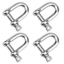 4 Pcs D Shackles M10 Stainless Steel for Steel Chain, Cables and Slings