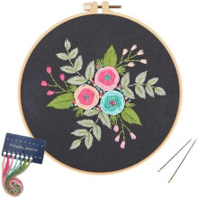 Embroidery Starter Kit Full Range of Stamped Cross Stitch Kits for Beginner Including Embroidery Cloth with Pattern, Embroidery Hoop, Color Threads