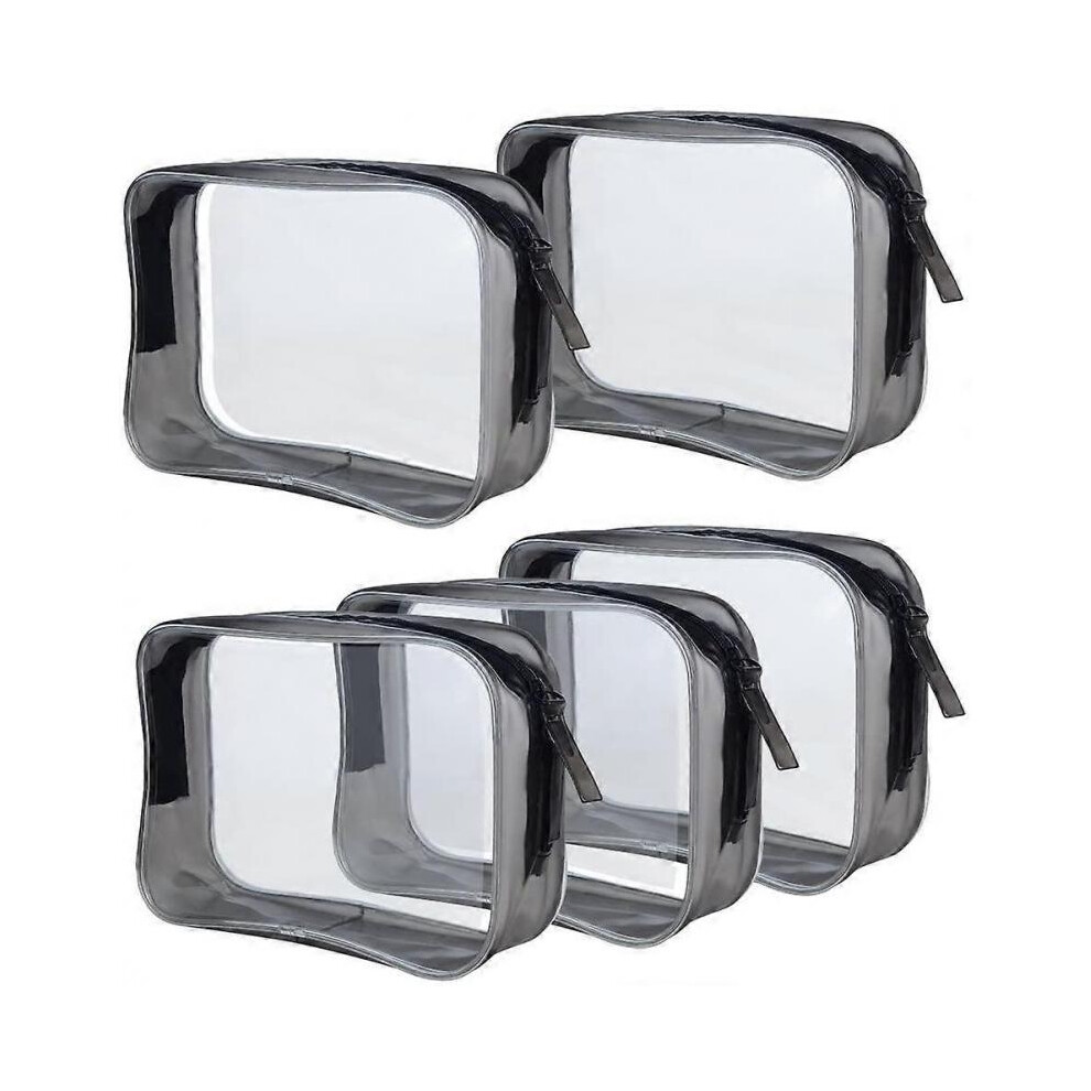 5 Packs Clear Cosmetics Bag TSA Approved,  PVC Zippered Toiletry Carry Pouch Portable