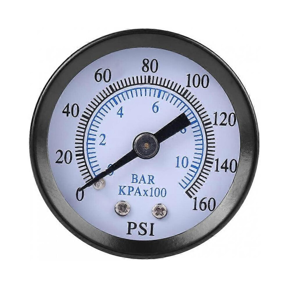 All Purpose Mini Pressure Gauge Pneumatic & Hydraulic Dual Scale For Oil Air Fuel Water 0-160Psi 0-10Bar 1/8"Npt Thread 5004229808398