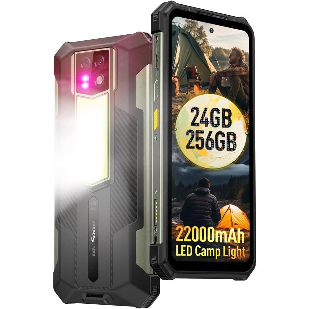 Ulefone Armor 24 Rugged Phones, 22000Mah(66W), 24Gb 256Gb Android 14, Ip68/69K