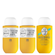 SOL DE JANEIRO Mini 4 Play feuchtigkeitsspendendes Duschcreme-Gel-Körperwaschmittel + brasilianisches Joia Damage Repairing Shampoo und Conditioner-S