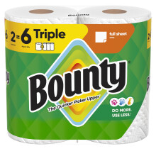 Asciugamani di carta Bounty a foglio intero bianchi 2 rotoli tripli = 6 rotoli normali