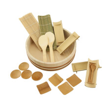 BambooImportsMN 12"""" Sushi Oke Tub (Hangiri) with 19pc Sushi Making Accessory Pack