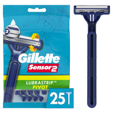 Maquinillas de afeitar desechables Gillette Sensor2 con cabezal pivotante para hombre, 25 unidades