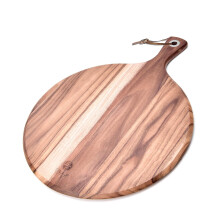 BILL.F Acacia Wood Pizza Peel 12 Cutting Board Cheese Paddle Board Bread and Crackers Platter for Serving and Minor Food Prepare with Handle - 16 x