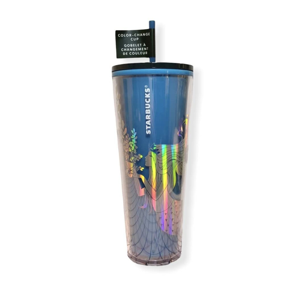 Starbucks 2021 Christmas Holiday Siren Mermaid Blue Plastic Color Change Tumbler 24oz