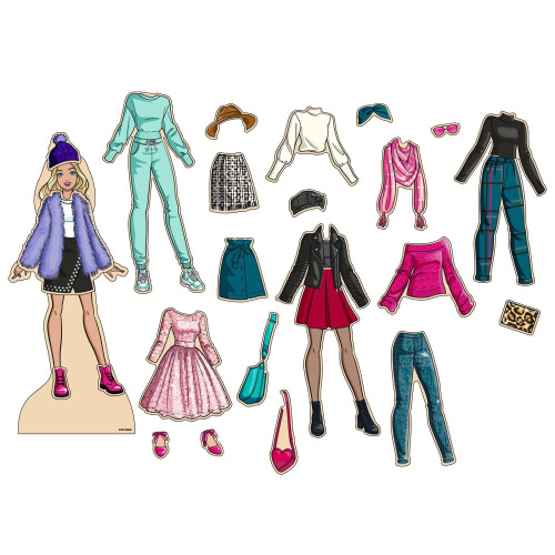 Barbie magnetische houten aankleedstijl 1