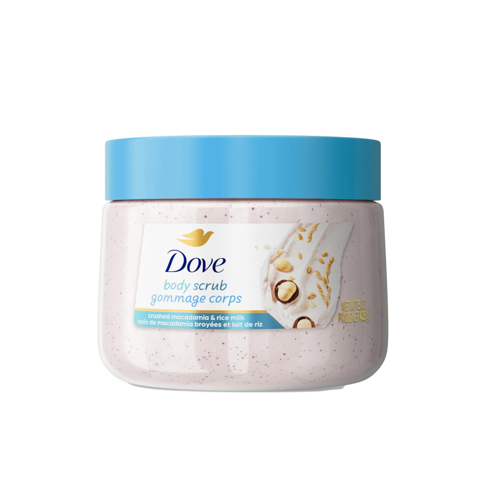 Dove Macadamia & Rice Milk Body Scrub Exfoliates and Deeply Nourishes for Smooth  Radiant Skin 15oz